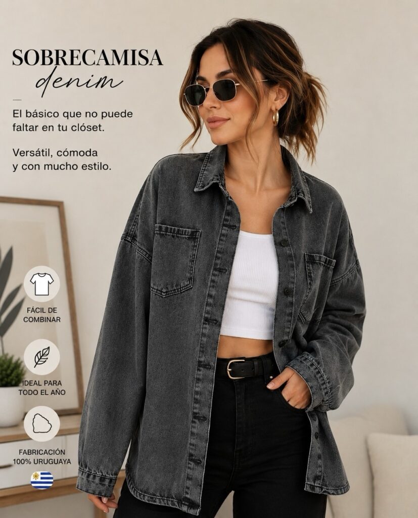 Camisa denim negra