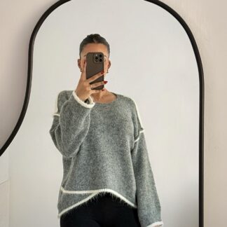 Dual Soft – Sweater tejido bicolor suave y abrigado buzo