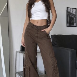 Jean cargo chocolate con licra