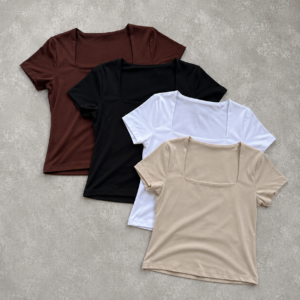 pack remera basica doble tela cuello cuadrado a la cintura x2