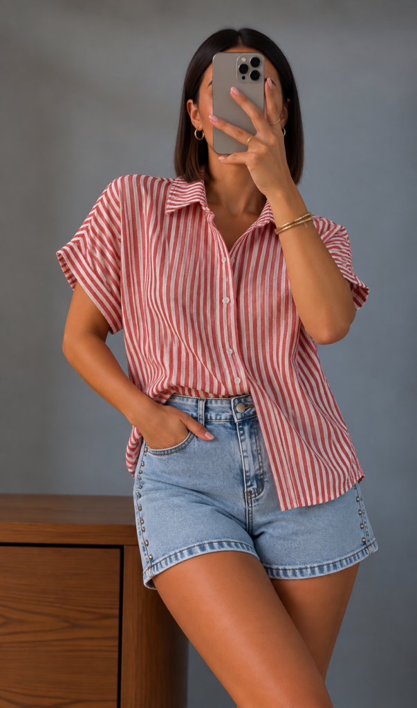 Camisa manga corta a rayas